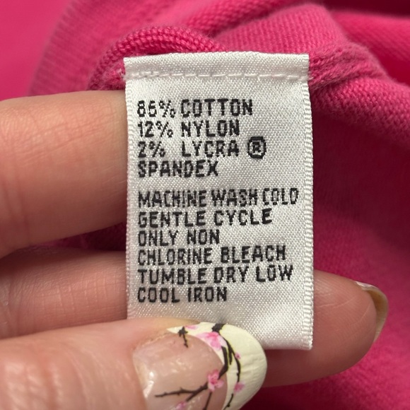 Talbots Size Large Bright Pink Long Sleeve Jersey Knit Button Sweater Cardigan - Picture 7 of 7